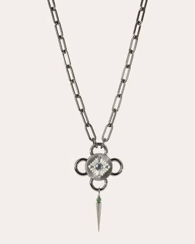 Rouvenat Women's Bolt Recycled Sterling Silver Tsavorite And Gray Spinel Pendant Necklace In Metallic
