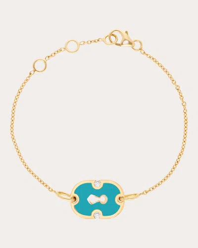 Rouvenat Women's Cyan Ceramic & Diamond 18k Gold Unlock Bracelet In Blue