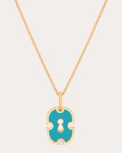 Rouvenat Women's Cyan Ceramic & Diamond Unlock Pendant Necklace In Blue
