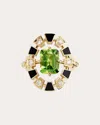 Rouvenat Women's Frame 18k Gold Enamel Peridot And Diamond Halo Ring In Gold