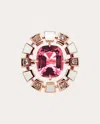 Rouvenat Women's Frame 18k Gold Enamel Pink Tourmaline And Diamond Halo Ring In Gold