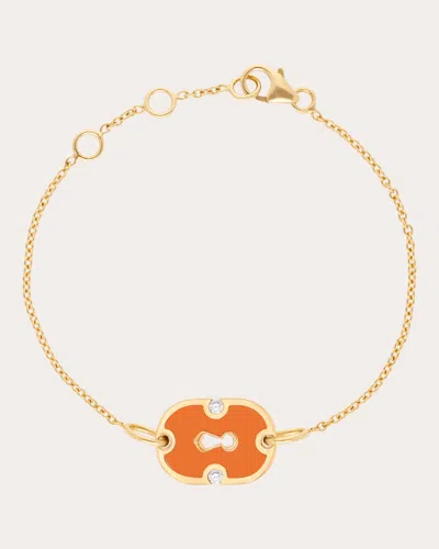 Rouvenat Women's Orange Ceramic & Diamond 18k Gold Unlock Bracelet