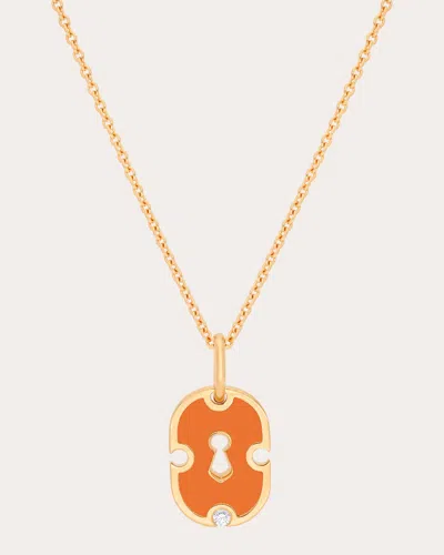 Rouvenat Women's Orange Ceramic & Diamond Unlock Pendant Necklace