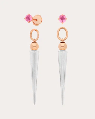 Rouvenat Women's Pampille 18k Gold Recycled Sterling Silver And Pink Spinel Spike Earrings In Metallic
