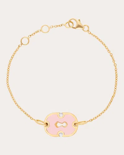 Rouvenat Women's Pink Ceramic & Diamond 18k Gold Unlock Bracelet