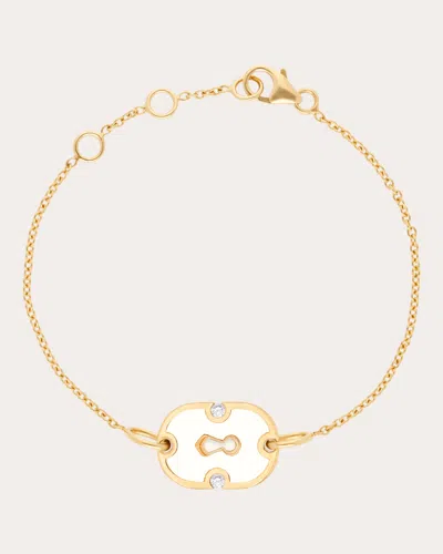 Rouvenat Women's White Ceramic & Diamond 18k Gold Unlock Bracelet