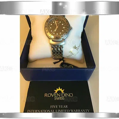 Pre-owned Roven Dino Traveler 6011mss72 Swiss Movement Carbon Fiber Mens Watch