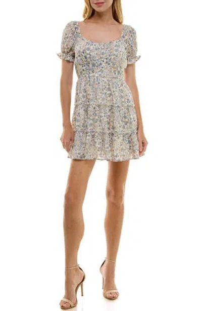 Row A Emma Puff Sleeve Tiered Dress In Paisley