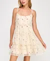 Row A Juniors' Embroidered Sleeveless Mesh Dress In Neutral