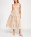 Row A Juniors' Eyelet-embroidered Tiered Tie-back Dress In Neutral