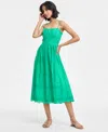 Row A Juniors' Eyelet Square-neck Strappy Midi Dress, Created For Macy's In Green