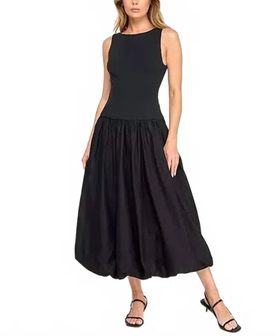 Row A Juniors' Midi Bubble Skirt Midi Dress In Black