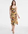 Row A Juniors' Scalloped Printed Slip Midi Dress