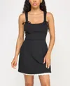 Row A Juniors' Scuba Crepe Sleeveless A-line Dress In Black