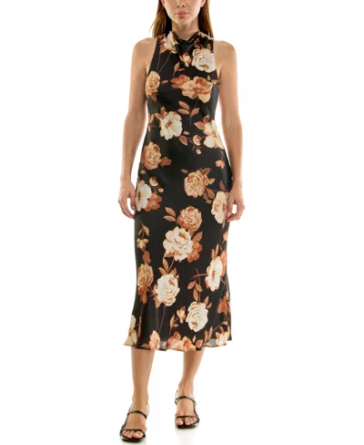 Row A Juniors' Sleeveless Cowl Neck Dress In Multi
