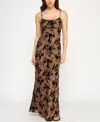 Row A Juniors' Strappy Flocked Sleeveless Dress In Brown