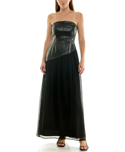 Row A Juniors' Sweetheart Neck Midi Dress In Black