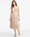 Row A Juniors' Eyelet-embroidered Tiered Tie-back Dress In Neutral