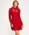Row A Women's Long-sleeves 3 Tier Dress In Red