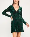 Row A Women's Long Sleeves V-neck Dress In Green