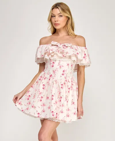 Row A Women's Off-the-shoulder Mini Dress In Pink