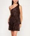 Row A Women's One Shoulder Short Dress In Brown