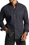 Rowan Henrick Cotton Oxford Button-down Shirt In Black