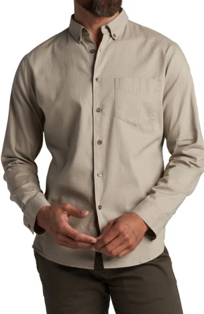 Rowan Henrick Cotton Oxford Button-down Shirt In Neutral