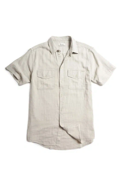 Rowan Leeds Cotton Gauze Short Sleeve Button-up Shirt In Chalk