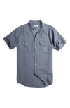 ROWAN LEEDS COTTON GAUZE SHORT SLEEVE BUTTON-UP SHIRT