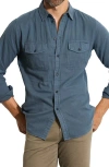 Rowan Leeds Double Weave Button-up Shirt In Blue