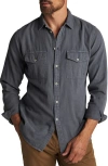 Rowan Leeds Double Weave Button-up Shirt In Blue Dusk