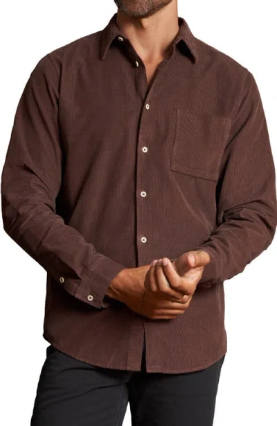 Rowan Nobel Fine Wale Corduroy Button-up Shirt In Brown