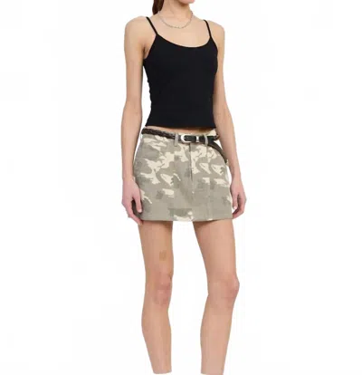 Rowan + Riot Belted Camo Mini Skirt In Light In Gray