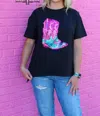 Rowdy Crowd Bootitude Fringe Tee In Black In Black
