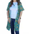 Rowdy Crowd Dream Blossom Boho Western Cowgirl Duster Wrap Shawl Kimono In Green In Green