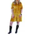 Rowdy Crowd Melrose Velvet Duster Dress In Mustard In Multi