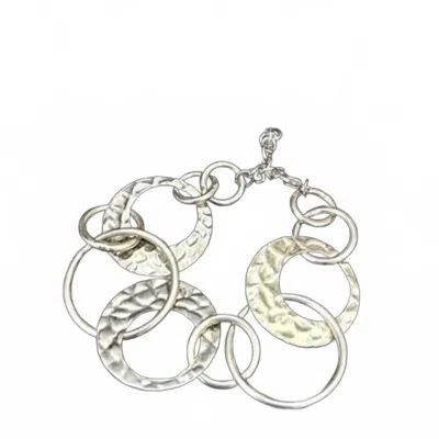 Rowdy Crowd Western Layering Blackjack Circle Link Bracelet In Silvertone In Multi