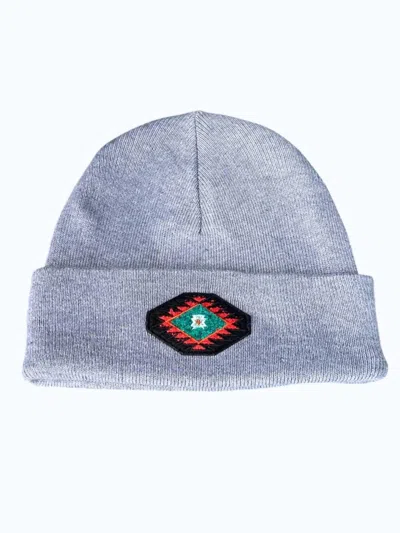 Rowdy Crowd Women's Alvarado Aztec Embroidered Beanie Hat In Grey In Gray