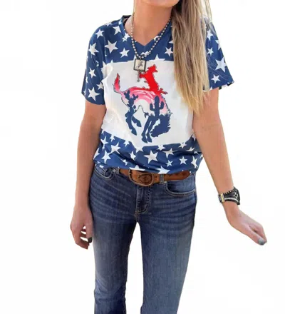 Rowdy Crowd Women's American Bronc Top In Red In White