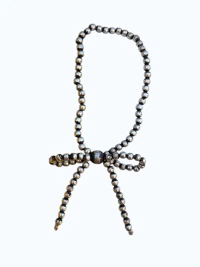 Rowdy Crowd Women's Bow Stretch Bracelet In Silver Beaded In Multi