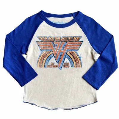 Rowdy Sprout Kids' Boy's Van Halen Raglan Tee In Ecru/ Blue