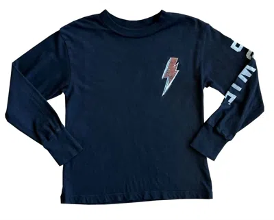 Rowdy Sprout Kids' Boys Bowie Bolt Long Sleeve Tee In Navy In Blue