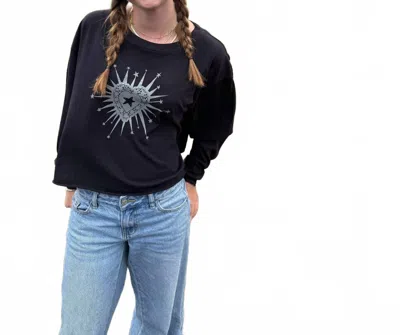 Rowdy Sprout Kids' Girl's Lace Heart Slouch Tee In Black