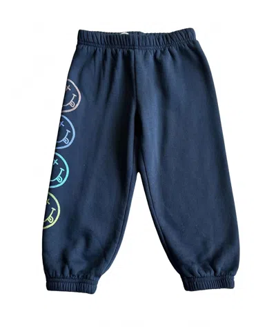 Rowdy Sprout Kids' Girl's Nirvana Smiley Sweatpants In Washed Black In Animal Print
