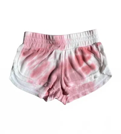 Rowdy Sprout Kids' Girls Terry Tie Dye Shorts In Peony In Pink