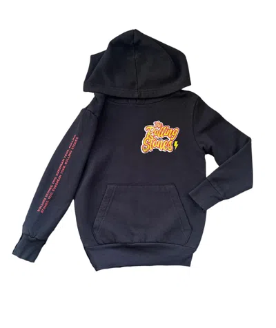Rowdy Sprout Kids' Girl's Rolling Stones Tongue Hoodie In Washed Black