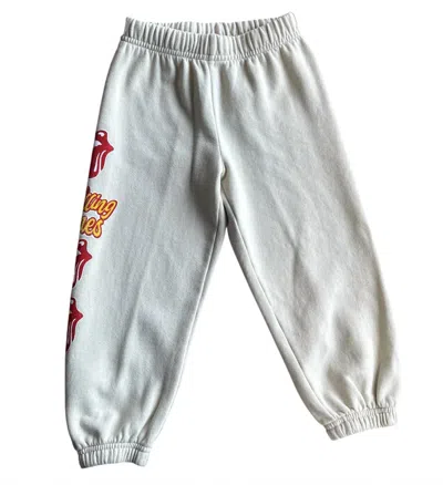 Rowdy Sprout Kids' Girl's Rolling Stones Tongue Sweatpants In Bone In White
