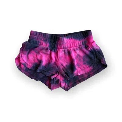 Rowdy Sprout Kids' Girl's Terry Tie Dye Short In Pink Spark In Multi
