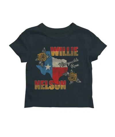 Rowdy Sprout Kids' Girl's Willie Nelson Honeysuckle Fitted Tee In Green In Black